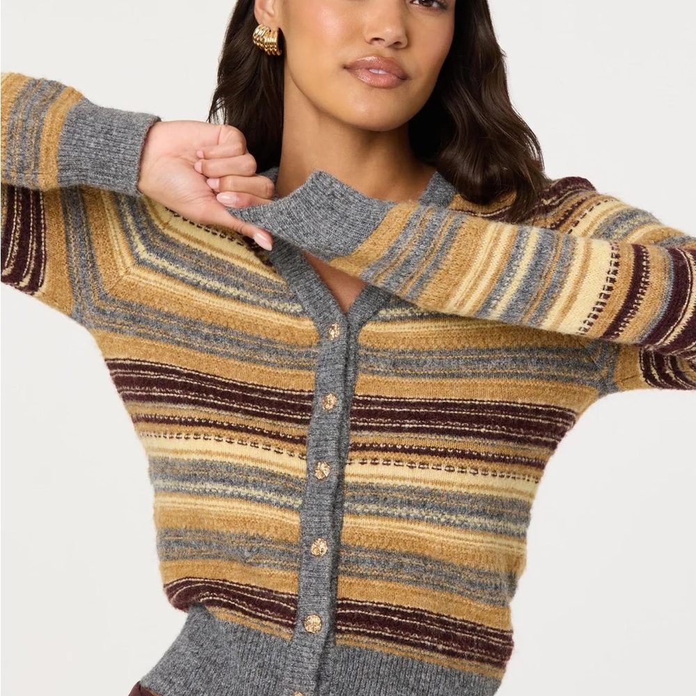 Astr August stripe sweater cardigan